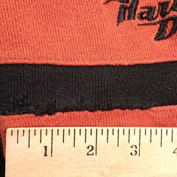 Harley Davidson Sweater Men 2XL XXL 1/4 Button Black Orange Colorblock Embroider - Picture 7 of 13